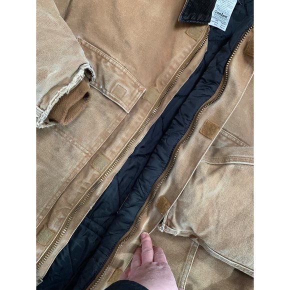 Carhartt Men Vintage C26 BRN 2XL Regular Barn Coat Tan Brown Quilted Arctic Togg - Picture 6 of 16